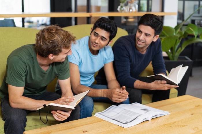 Students brainstorming and collaborating on an open-ended problem.