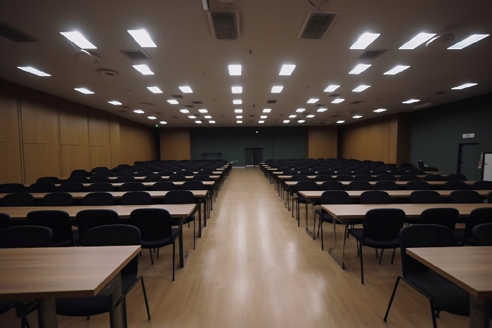 A grand view of the modern auditorium Seoni at Vardhman Podar Learn School